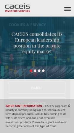 Vorschau der mobilen Webseite www.caceis.de, CACEIS Bank Deutschland GmbH