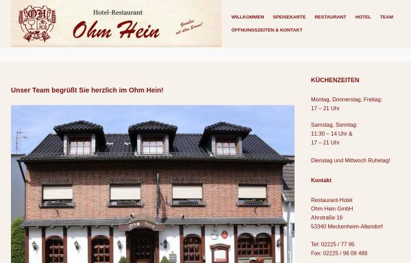 Vorschau von www.ohm-hein.de, Hotel-Restaurant Ohm Hein