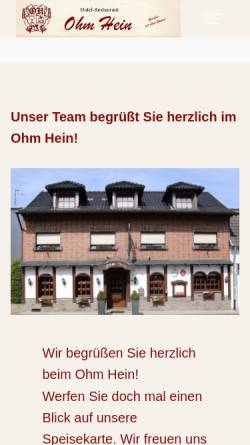 Vorschau der mobilen Webseite www.ohm-hein.de, Hotel-Restaurant Ohm Hein
