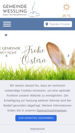 Vorschau der mobilen Webseite www.gemeinde-wessling.de, Gemeinde Weßling