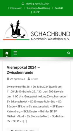 Vorschau der mobilen Webseite www.schach-nrw.de, Schachbund Nordrhein-Westfalen e.V.