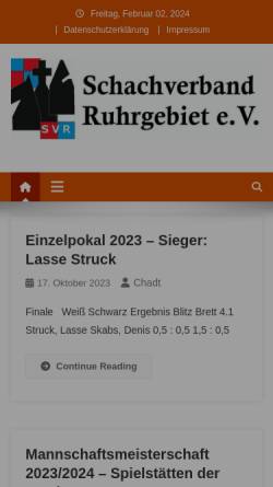 Vorschau der mobilen Webseite www.svr-schach.de, Schachverband Ruhrgebiet