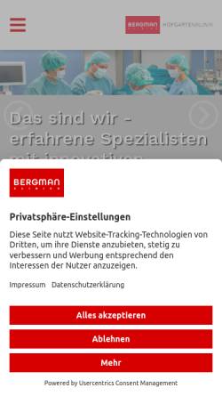 Vorschau der mobilen Webseite www.hofgartenklinik.de, Hofgartenklink
