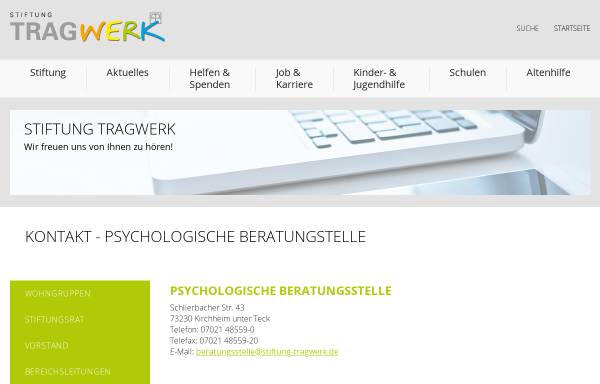 Vorschau von www.stiftung-tragwerk.de, Psychologische Beratungsstelle für Erziehungs-, Familien- und Lebensfragen