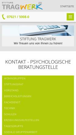Vorschau der mobilen Webseite www.stiftung-tragwerk.de, Psychologische Beratungsstelle für Erziehungs-, Familien- und Lebensfragen