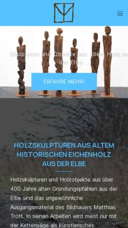 Vorschau der mobilen Webseite www.holz-objekt.de, Matthias Trott, Holzskulpturen und Holzobjekte