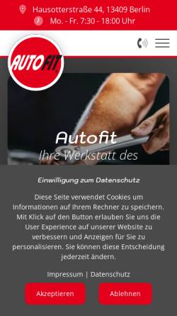 Vorschau der mobilen Webseite www.autofit-gruen.de, Autofit Andreas Grün KG, Meisterbetrieb und freie Kfz Mehrmarken Werkstatt
