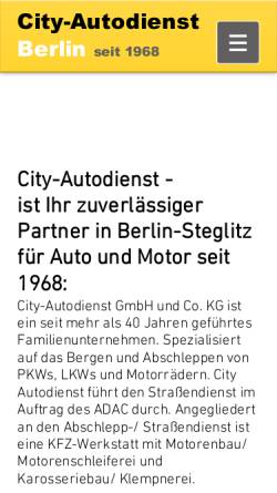 Vorschau der mobilen Webseite city-autodienst.de, City Autodienst - Reparatur- und Handelsgesellschaft GmbH & Co