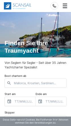 Vorschau der mobilen Webseite www.scansail.de, Scansail Yachts