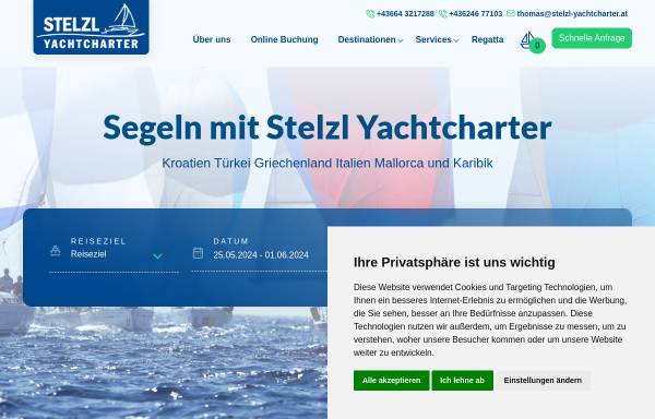 Vorschau von www.stelzl-yachtcharter.at, Stelzl Yachtcharter – Segeln & Boote