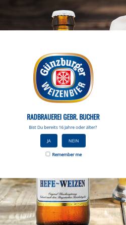 Vorschau der mobilen Webseite www.guenzburger-weizen.de, Radbrauerei Gebr. Bucher