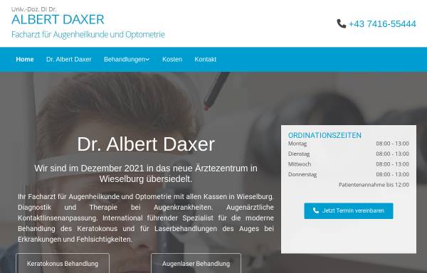 Vorschau von www.gutsehen.at, Augenarztpraxis Univ.-Doz. Dr. med. Daxer