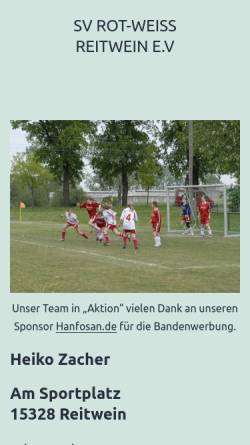 Vorschau der mobilen Webseite www.reitwein-sportverein.de, SV Rot-Weiß Reitwein e.V.
