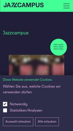 Vorschau der mobilen Webseite www.jazz.edu, Musik-Akademie der Stadt Basel, Hochschule für Musik, Abteilung Jazz