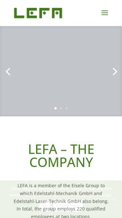 Vorschau der mobilen Webseite www.lefa-gmbh.de, Lefa GmbH