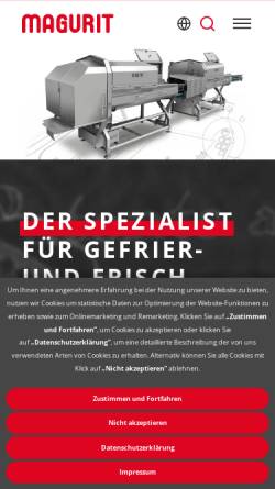 Vorschau der mobilen Webseite www.magurit.de, Magurit Gefrierschneider GmbH