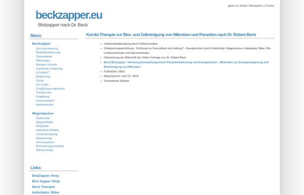 Vorschau von www.beckzapper.eu, Blutzapper nach Dr. Robert C. Beck