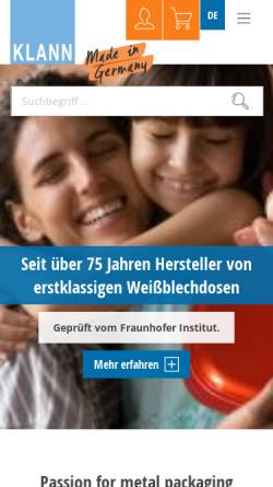 Vorschau der mobilen Webseite www.klann.de, Klann Verpackungen GmbH + Co. KG
