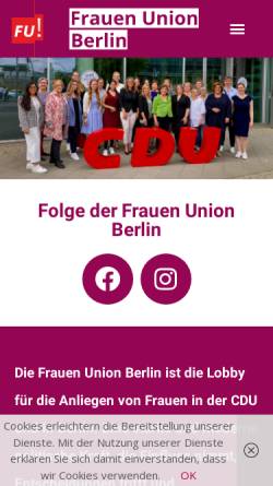 Vorschau der mobilen Webseite www.frauenunion-berlin.de, Frauen Union Berlin