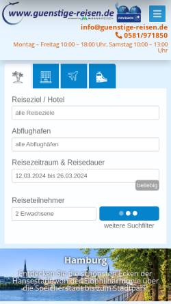 Vorschau der mobilen Webseite www.guenstige-reisen.de, Uelzener Ferienwelt