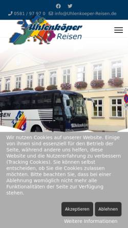 Vorschau der mobilen Webseite www.uhlenkoeper-reisen.de, Uhlenköper-Reisen GmbH
