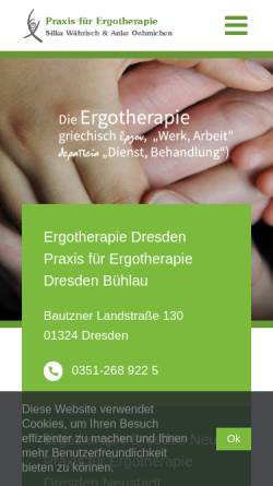 Vorschau der mobilen Webseite www.ergotherapie-dresden.de, Praxis für Ergotherapie Reinhild Beyer und Silka Schubert (Radeberger Vorstadt)