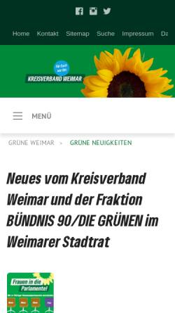 Vorschau der mobilen Webseite gruene-weimar.de, Bündnis 90/Die Grünen Weimar
