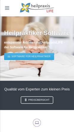 Vorschau der mobilen Webseite www.heilpraktikersoftware.de, HeilpraxisLIFE