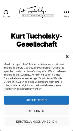 Vorschau der mobilen Webseite www.tucholsky-gesellschaft.de, Kurt Tucholsky-Gesellschaft