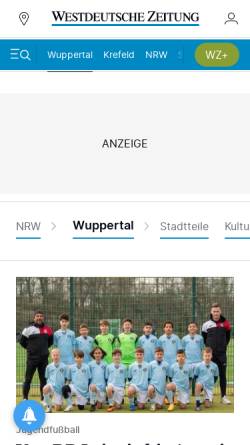Vorschau der mobilen Webseite www.wz-wuppertal.de, Westdeutsche Zeitung - Wuppertal News