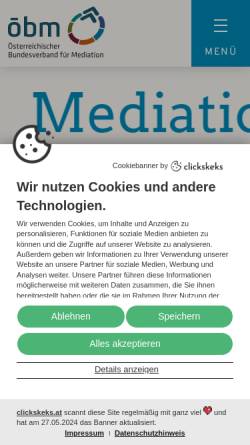Vorschau der mobilen Webseite www.oebm.at, ÖBM - Österreichischer Bundesverband der Mediatoren e.V.