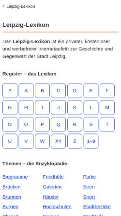 Vorschau der mobilen Webseite www.leipzig-lexikon.de, Leipzig-Lexikon