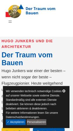 Vorschau der mobilen Webseite www.junkers.sebastian-lauff.de, Hugo Junkers und die Architektur