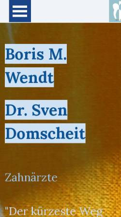 Vorschau der mobilen Webseite www.wendt-domscheit.de, Boris M. Wendt & Dr. Sven Domscheit, Zahnärzte