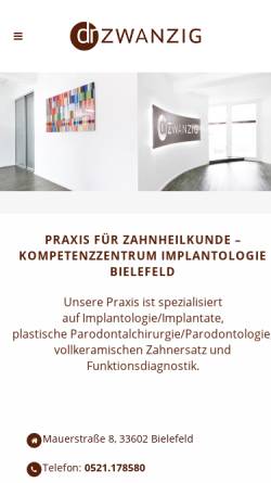 Vorschau der mobilen Webseite www.praxis-zwanzig.de, Dr. med. dent. Bodo Zwanzig und Dr. med. dent. Kai Zwanzig, Praxis für Zahnheilkunde