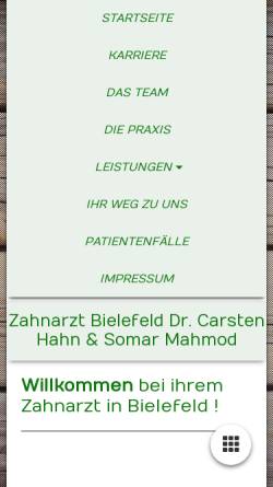 Vorschau der mobilen Webseite www.bielefeld-zahnarzt.de, Dr. med. dent. Carsten Hahn, Zahnarztpraxis
