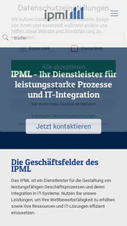 Vorschau der mobilen Webseite www.ipml.de, Institut für Produktionssteuerung, Materialwirtschaft und Logistik