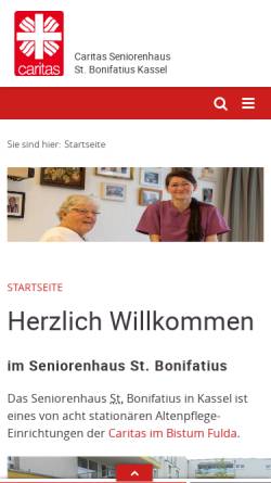 Vorschau der mobilen Webseite www.seniorenhaus-kassel.de, Seniorenhaus St. Bonifatius
