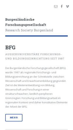 Vorschau der mobilen Webseite www.forschungsgesellschaft.at, BFG - Burgenländische Forschungsgesellschaft