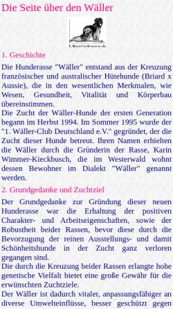 Vorschau der mobilen Webseite www.hundehomepage.de, Die Seite über den Wäller