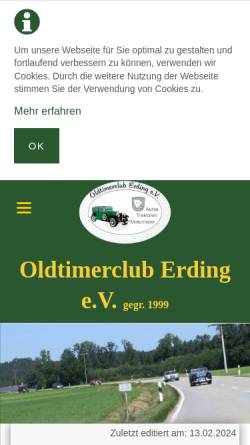 Vorschau der mobilen Webseite www.oldtimerclub-erding.de, Oldtimerclub Erding e.V.