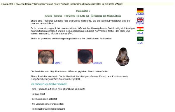 Vorschau von www.shaho.de, Shaho Hair Care
