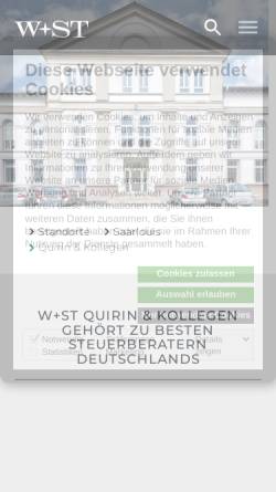 Vorschau der mobilen Webseite www.wst-quirin.de, W und ST Quirin & Kollegen Steuerberatungsgesellschaft mbH