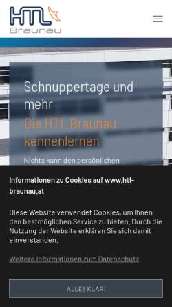 Vorschau der mobilen Webseite www.htl-braunau.at, Höhere Technische Bundeslehranstalt für Elektronik, Elektrotechnik und Mechatronik Braunau