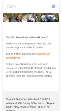 Vorschau der mobilen Webseite www.thp-gemeinder.de, Elisabeth Gemeinder - Praxis für Klassische Tierhomöopathie