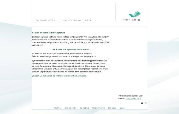 Vorschau von www.symptomed.de, Symptomed - Institut für symptomorientierte Gesundheitsanalyse