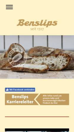 Vorschau der mobilen Webseite www.benslips.de, Bäckerei Benslips