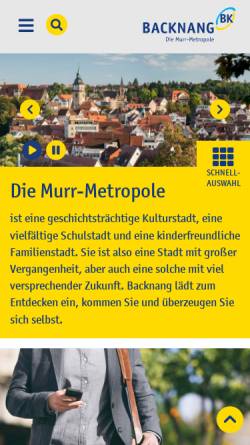 Vorschau der mobilen Webseite www.backnang.de, Stadt Backnang