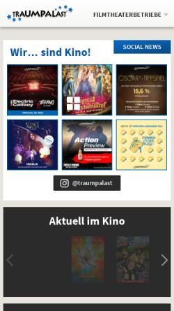 Vorschau der mobilen Webseite www.traumpalast.de, Heinz Lochmann Filmtheaterbetriebe GmbH