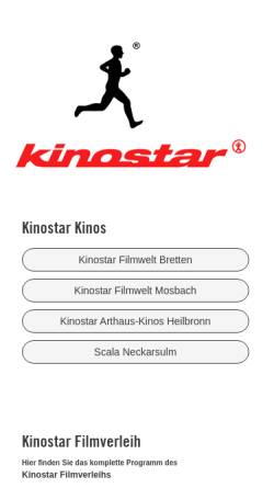 Vorschau der mobilen Webseite www.kinostar.com, Kinostar Theater GmbH